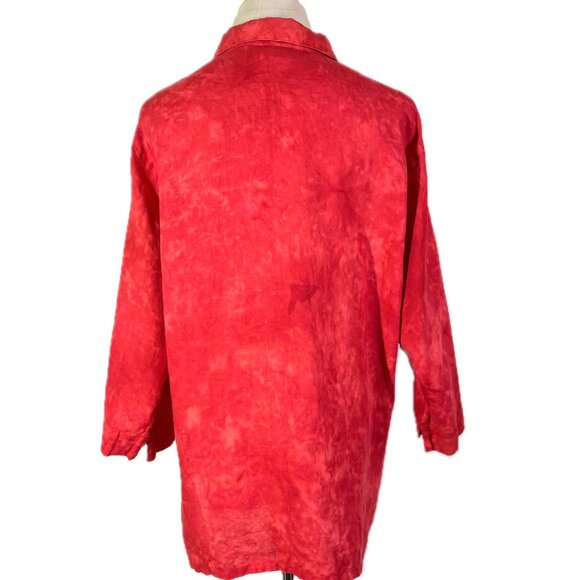 Chico's Design Size 2 (L) Mottled Red Button-Up Shirt 3/4 Sleeves - Picture 4 of 9